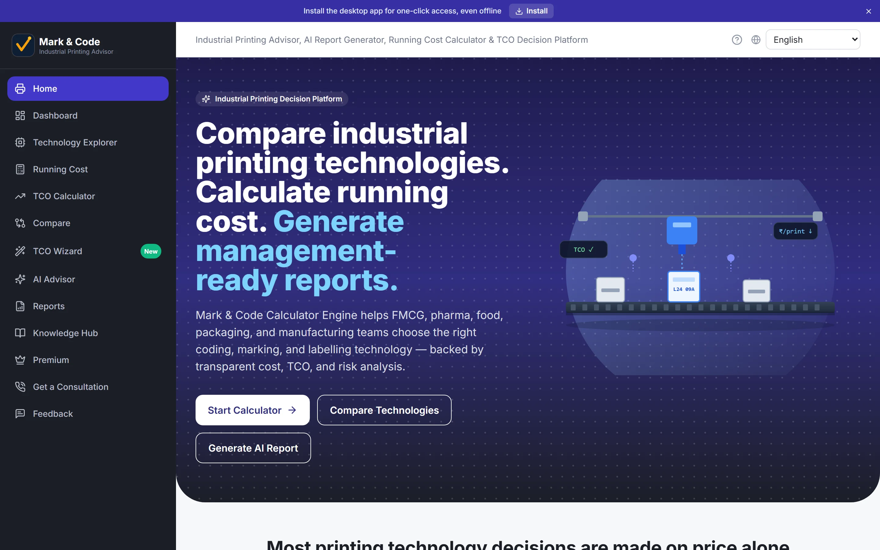 Mark & Code Calculator home page